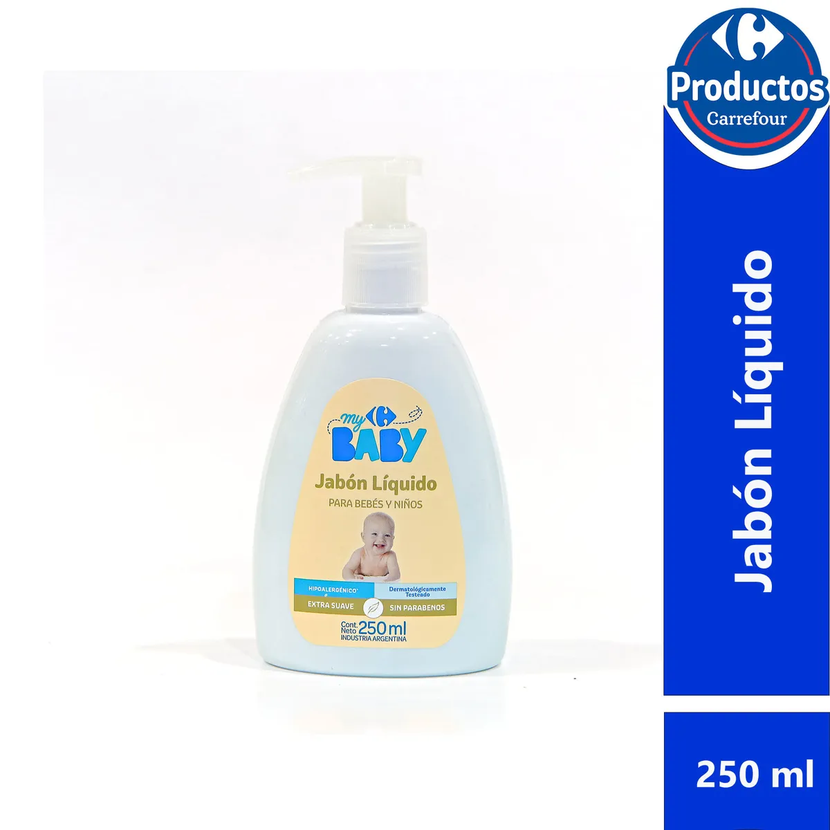 Jabón líquido hipoalergenico Carrefour my baby en botella 250 cc.