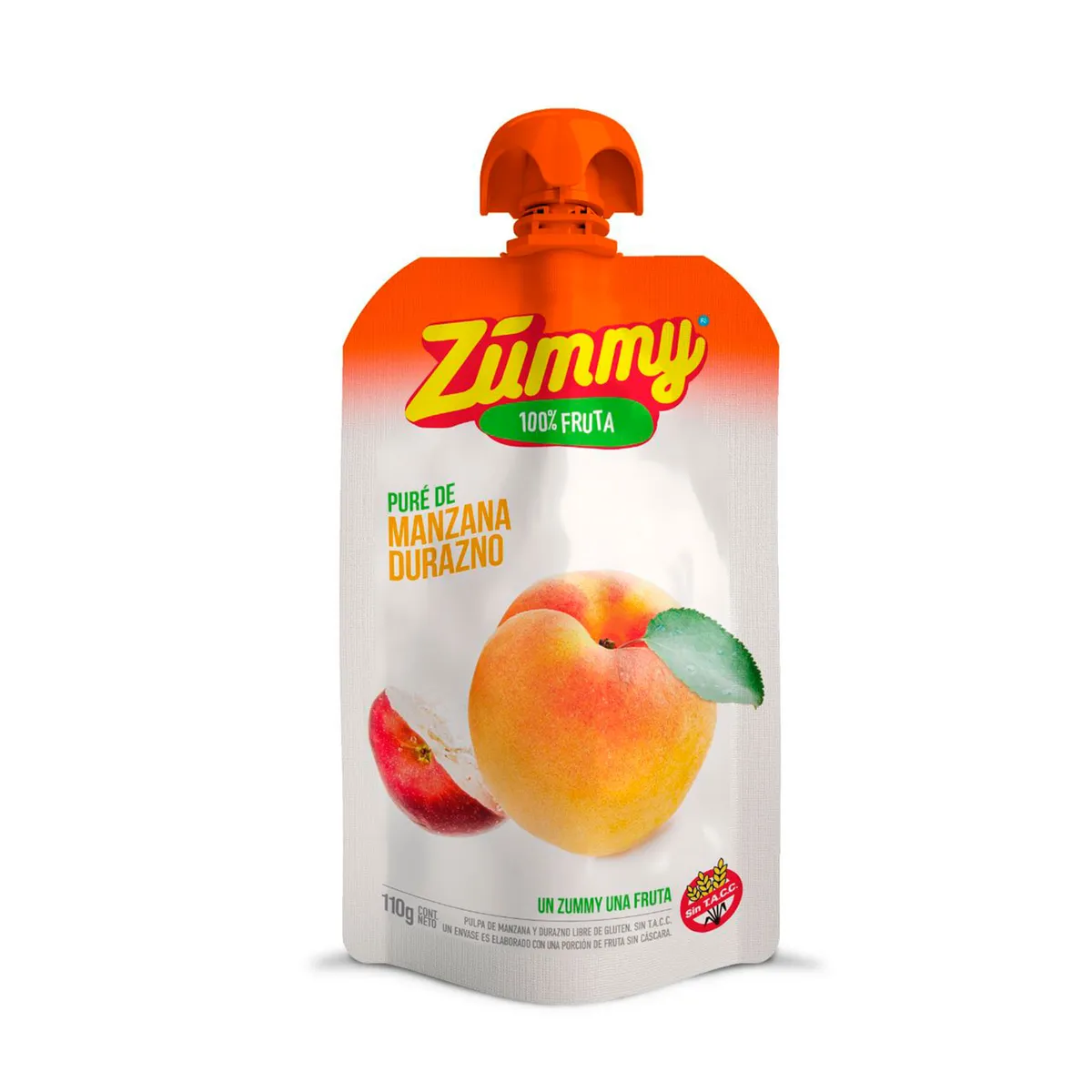 Puré de manzana durazno Zummy pouch 110 g.