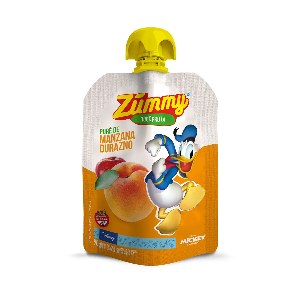 Puré de durazno y manzana Zummy pouch 90 g.