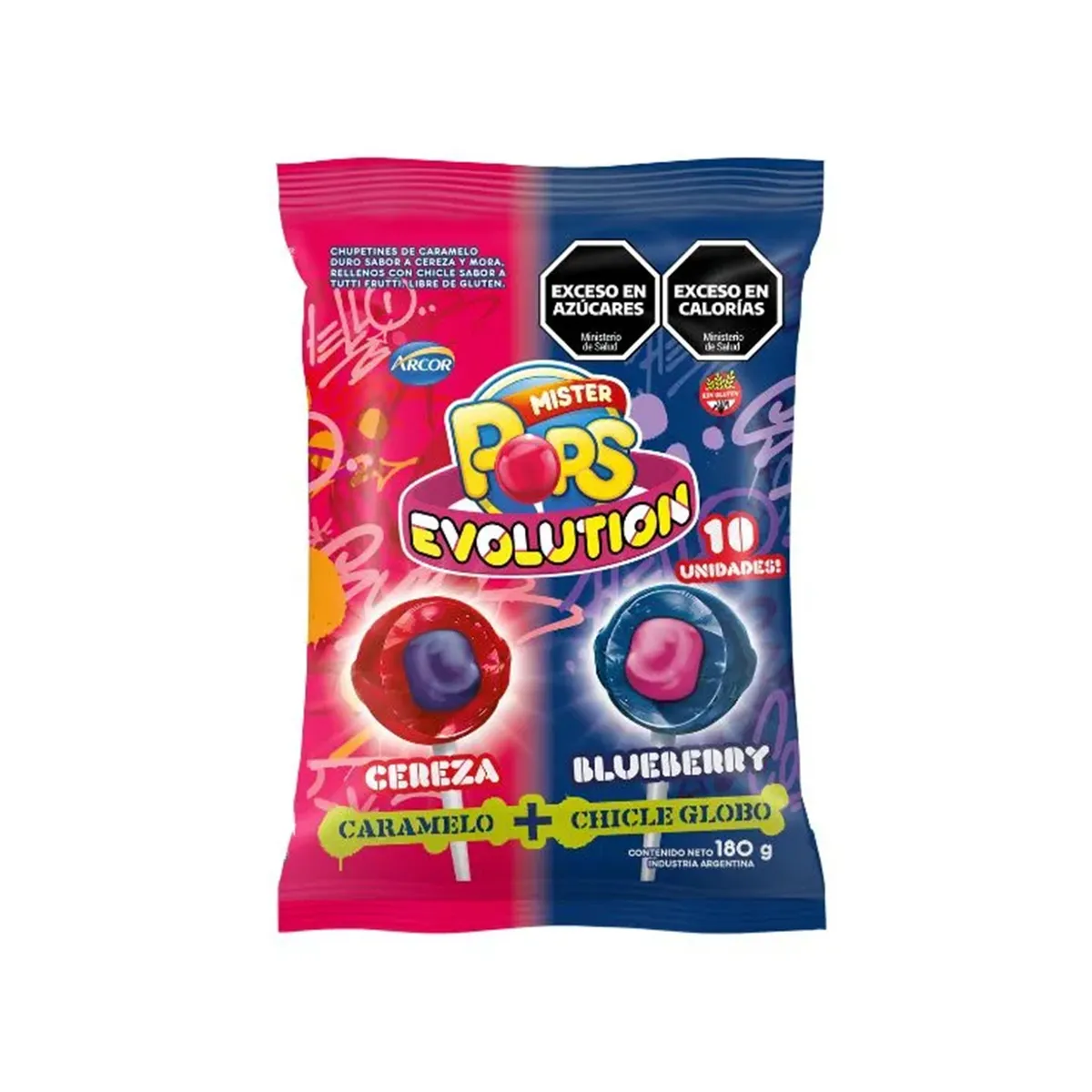 Chupetin Mr Pops cereza blueberry 180 grs