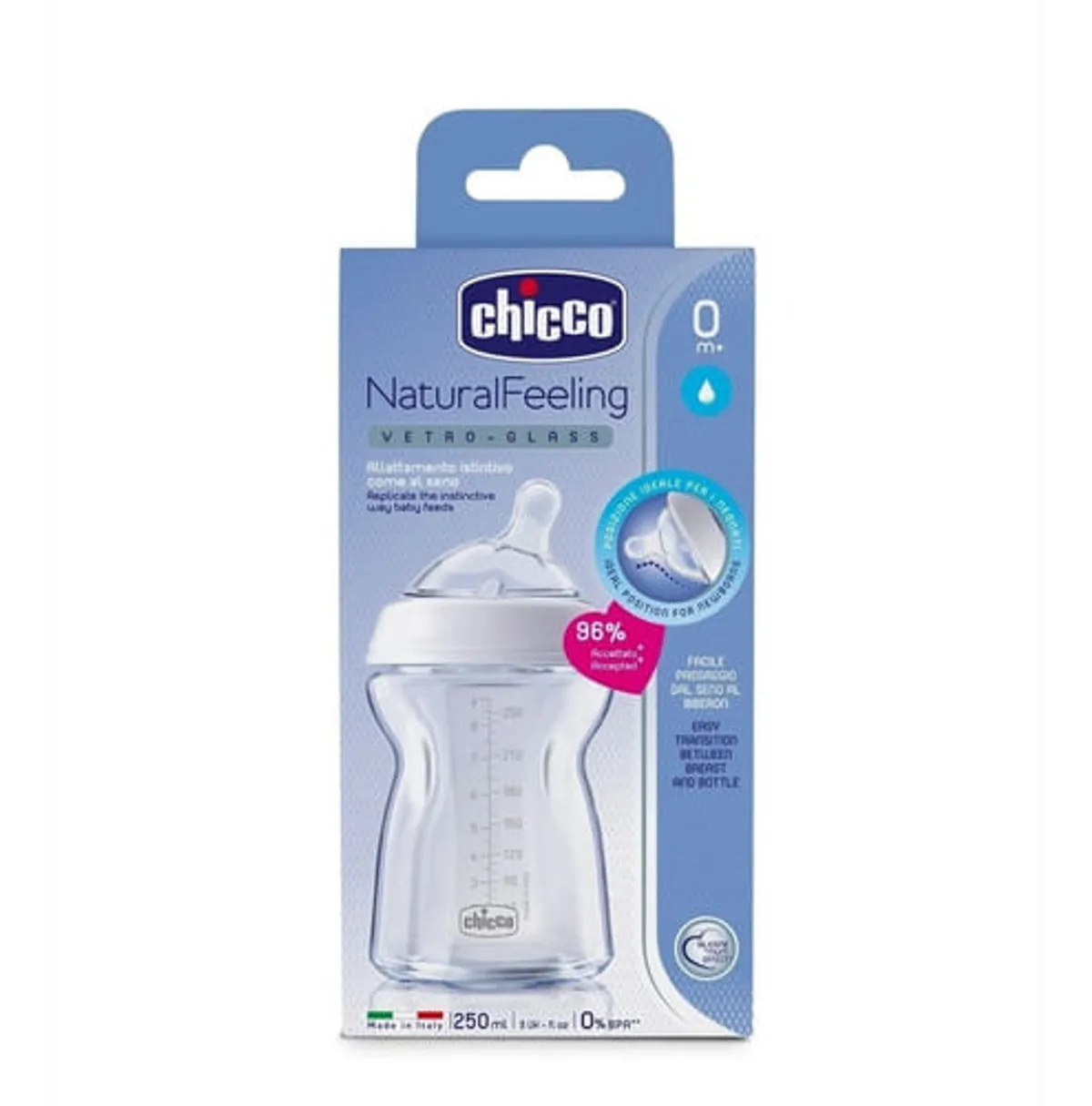 Mamadera De Vidrio 250ml Chicco Naturalfeeling Pure Glass