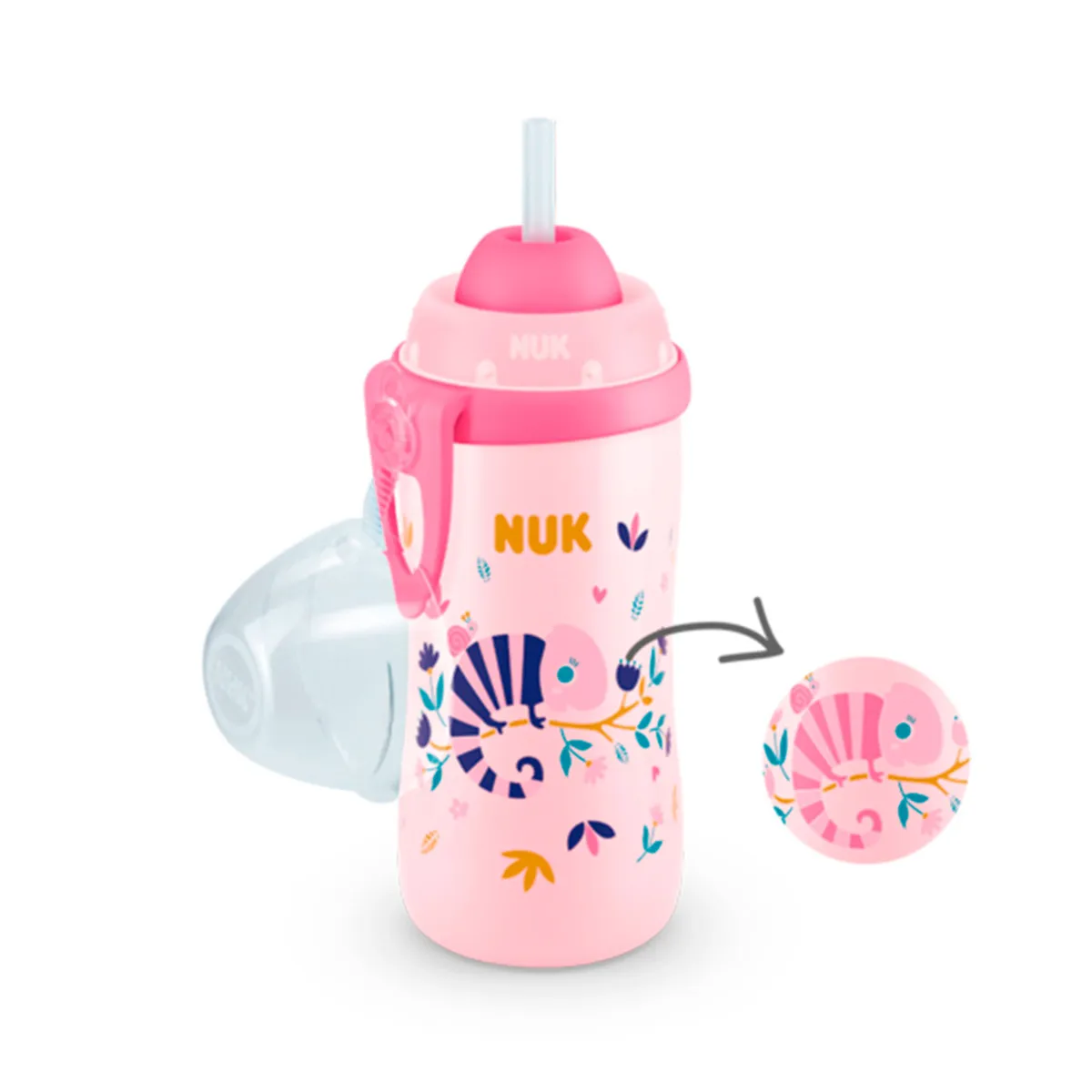 Vaso Nuk Flexi Cup 300 ml camaleón rosa