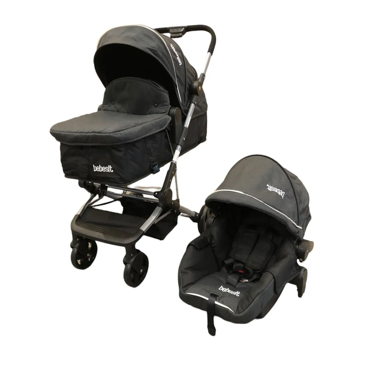 Cochecito Gris Oscuro 3 en 1 Travel System