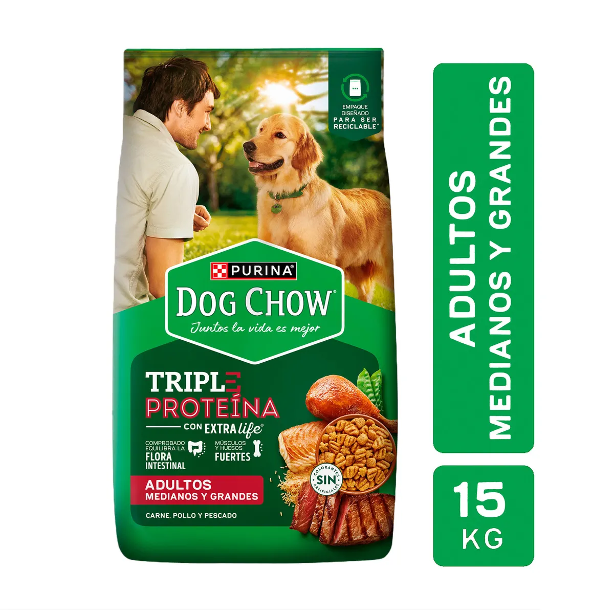 Alimento seco para perro Dog Chow m l triple protein ar 15 kg