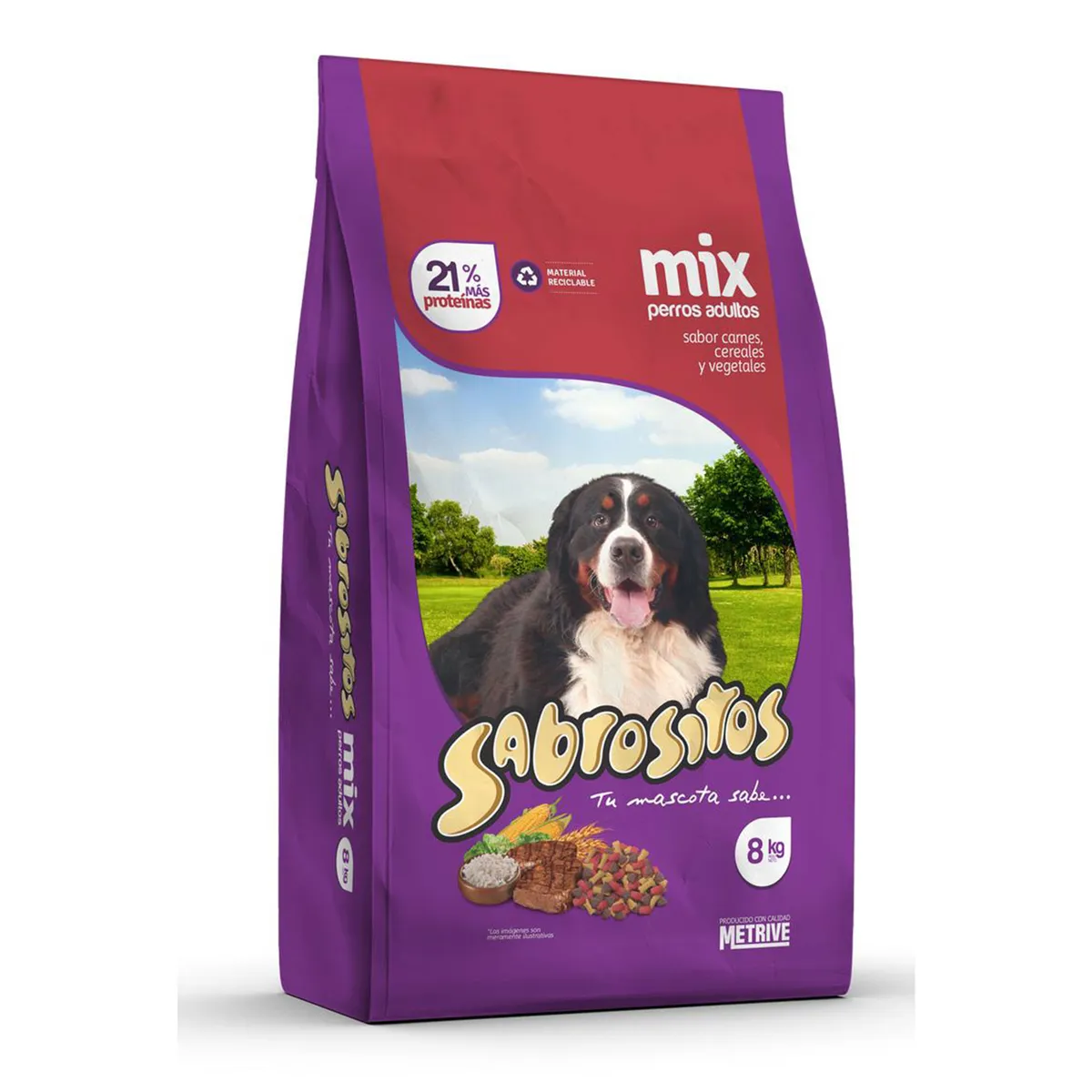 Alimento seco para perro adulto Sabrositos carne, cereal y vegetales 8 Kg