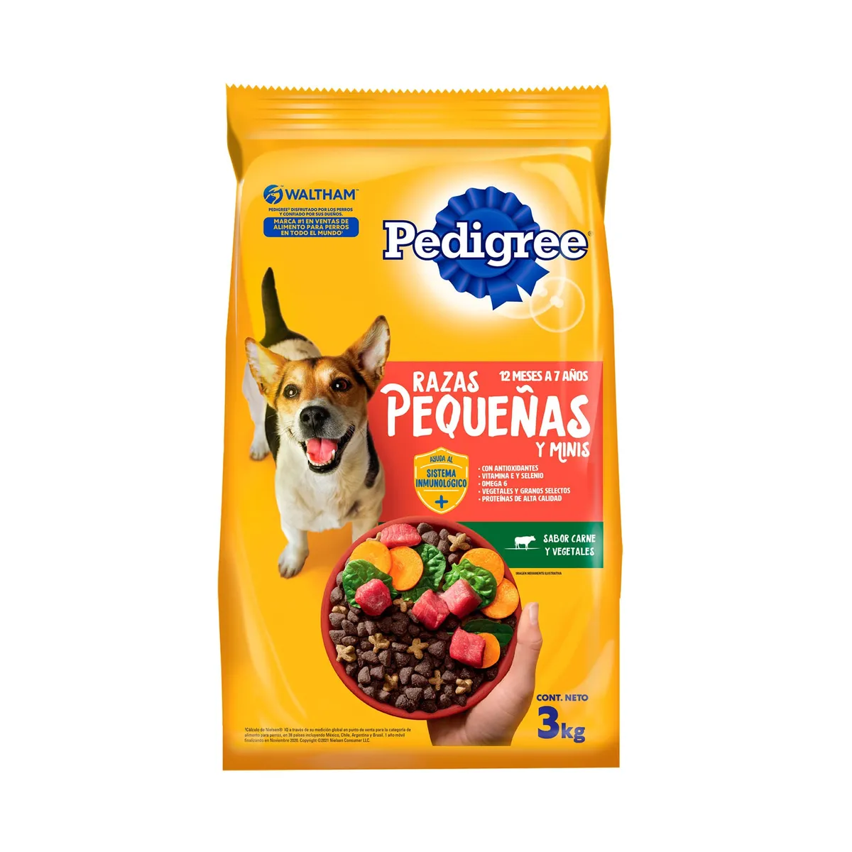 Alimento seco para perro Pedigree 3 kg. adultos pequeños