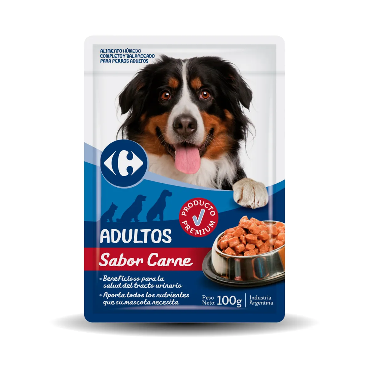 Alimento húmedo para perro Carrefour 100 g. adultos carne