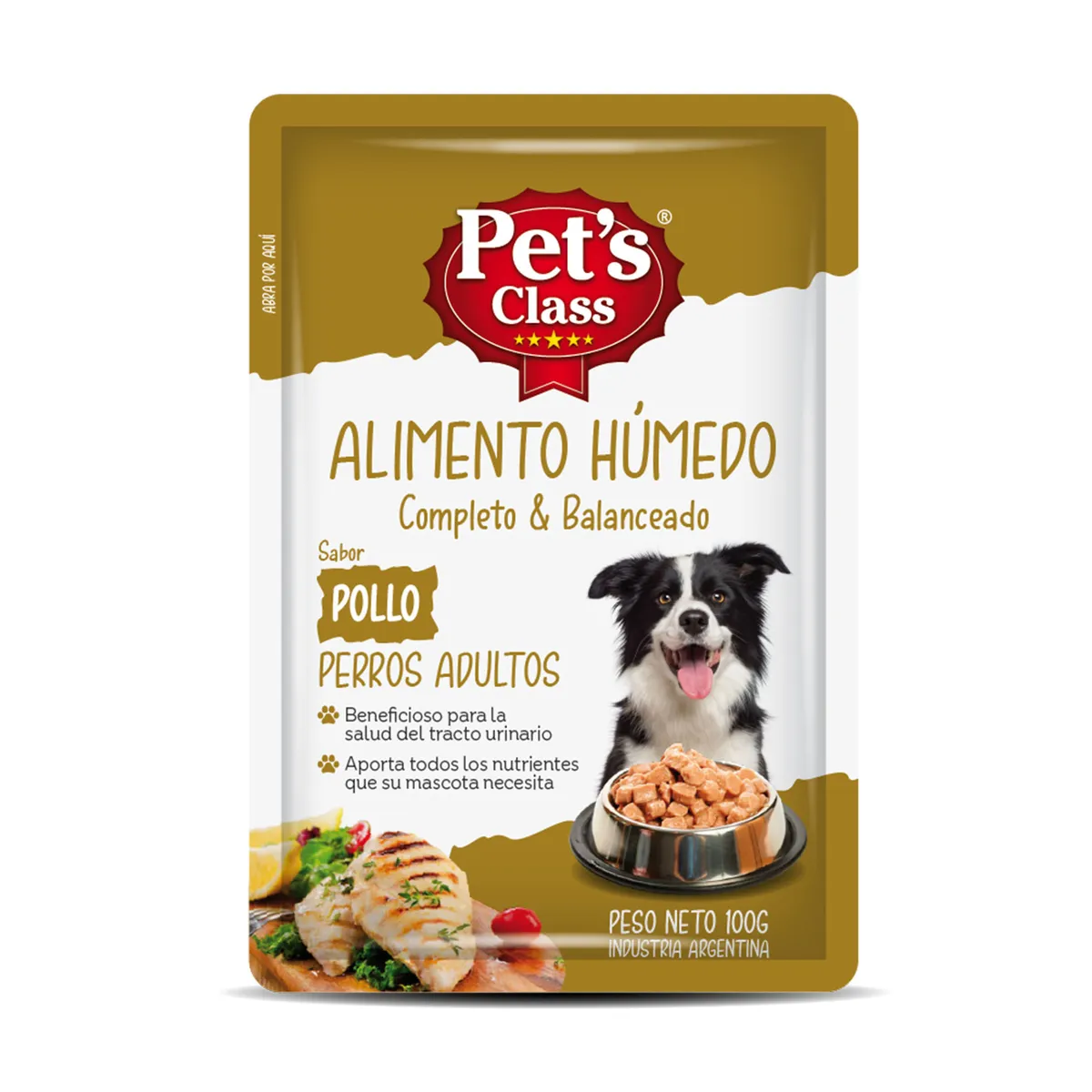 Alimento húmedo para perro Pet's Class 100 g. adulto pollo