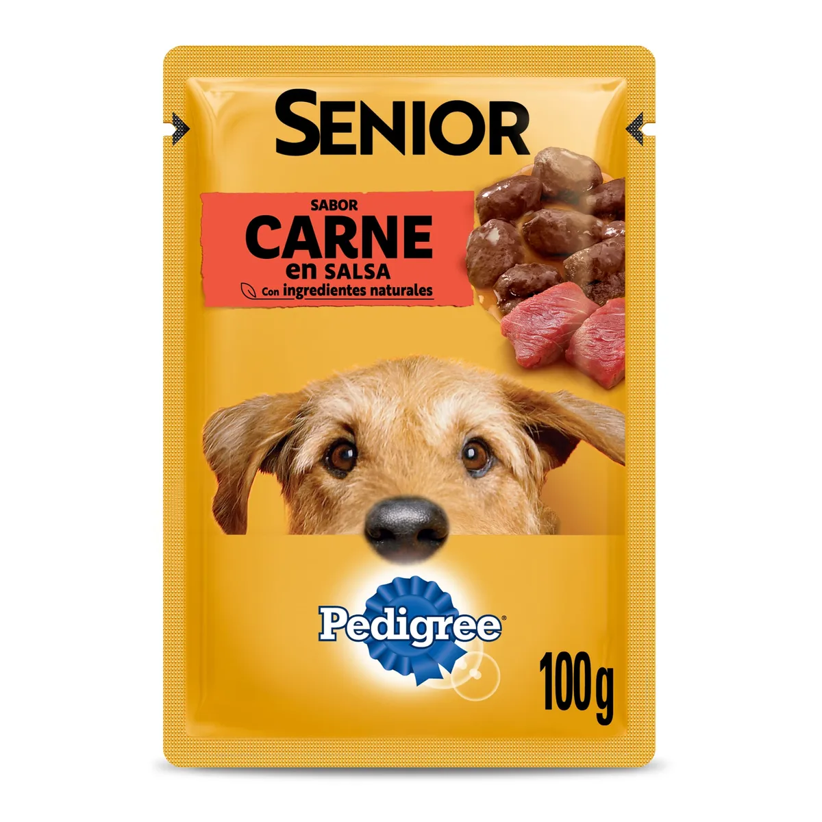 Alimento húmedo para perro Pedigree 100 g. mayores 7 años carne
