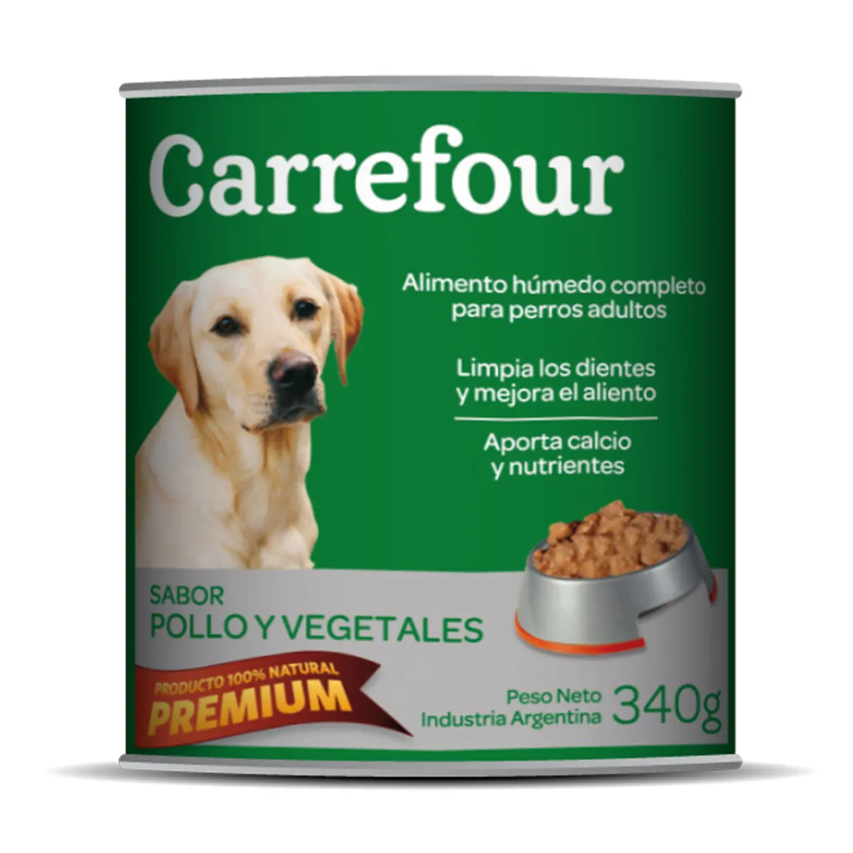 Alimento húmedo para perro Carrefour 340 g. adultos pollo y vegetales