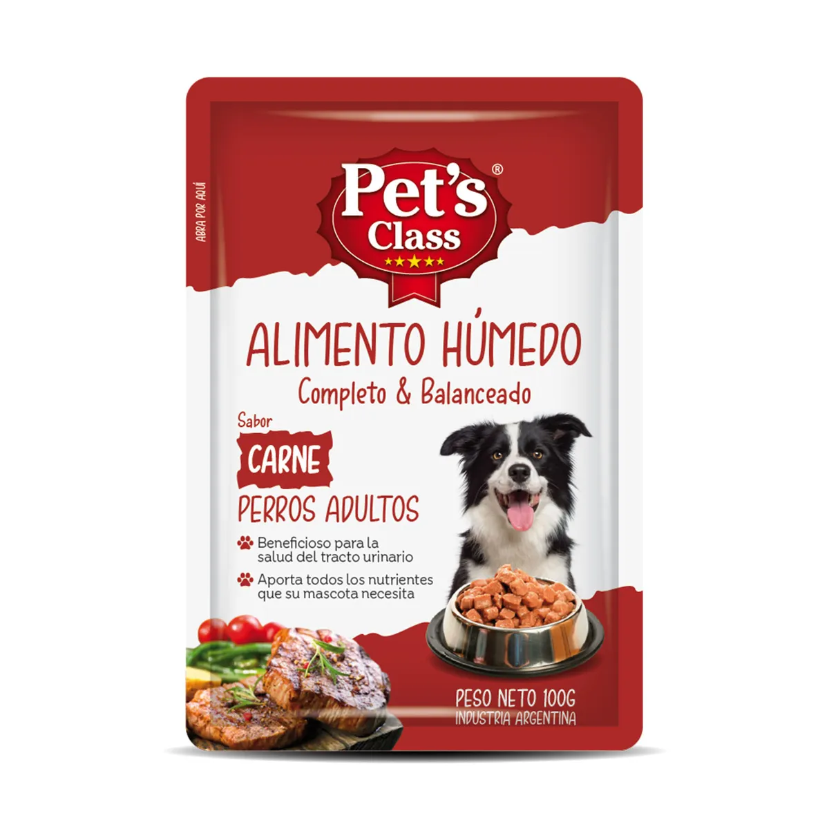 Alimento húmedo para perro Pet's Class 100 g. carne