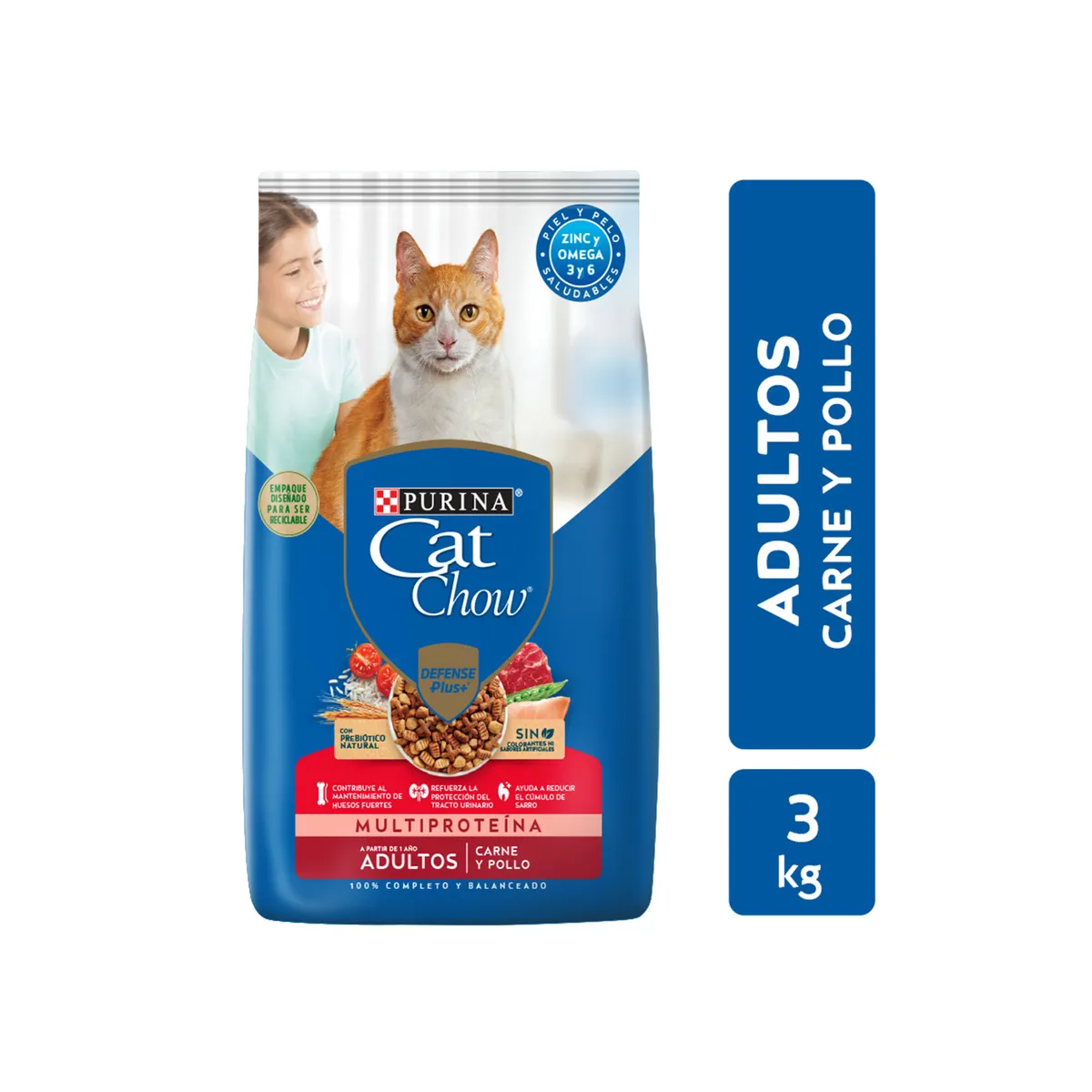 Alimento seco para gato Cat chow adulto carne y pollo 3 kg