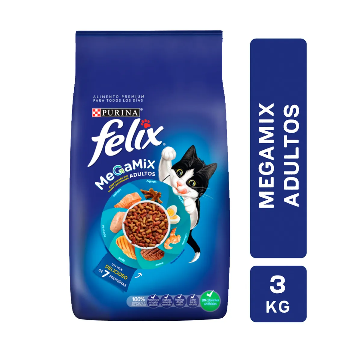 Alimento seco para gato Felix adultos megamix 3 kg