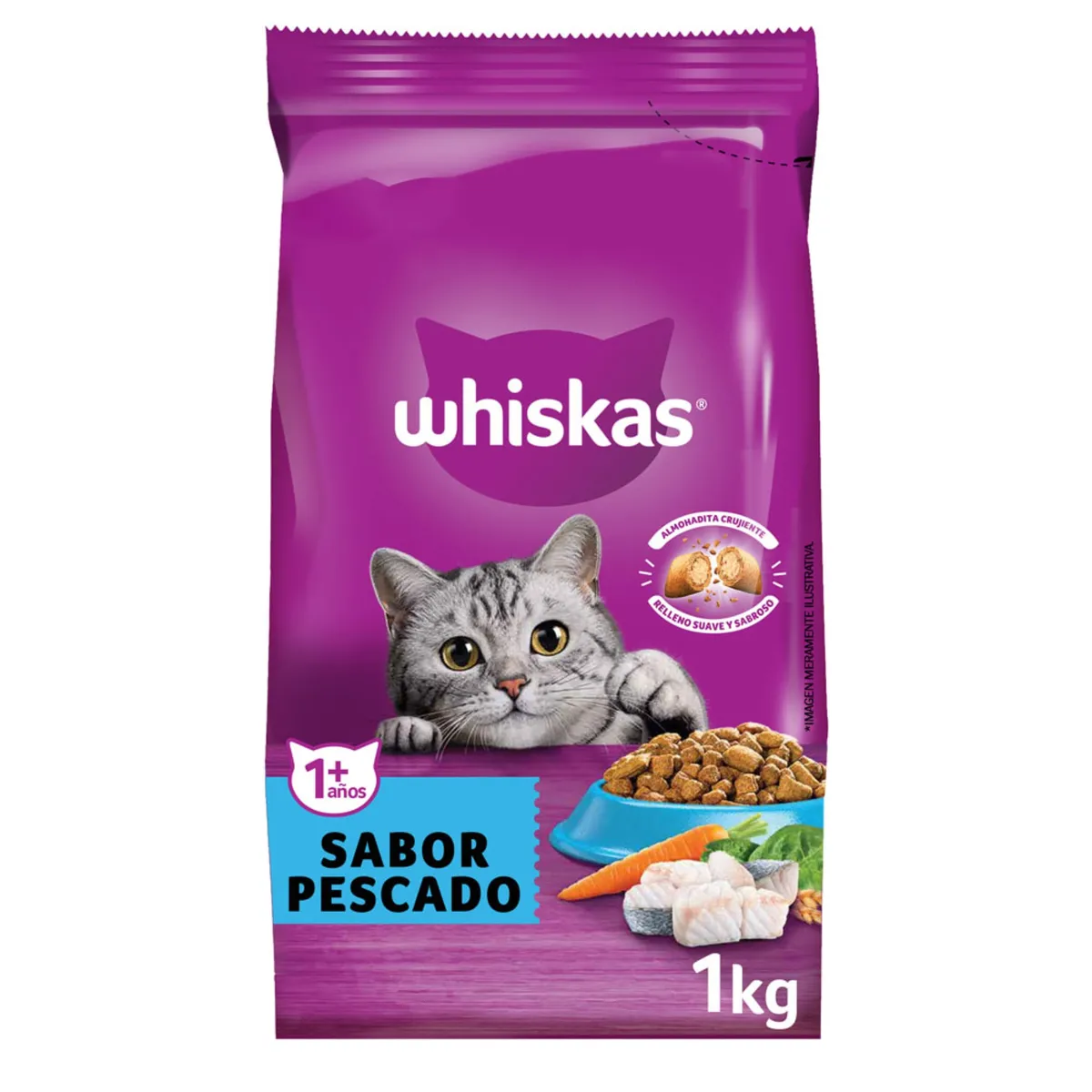 Alimento seco para gato Whiskas 1 kg. pescado