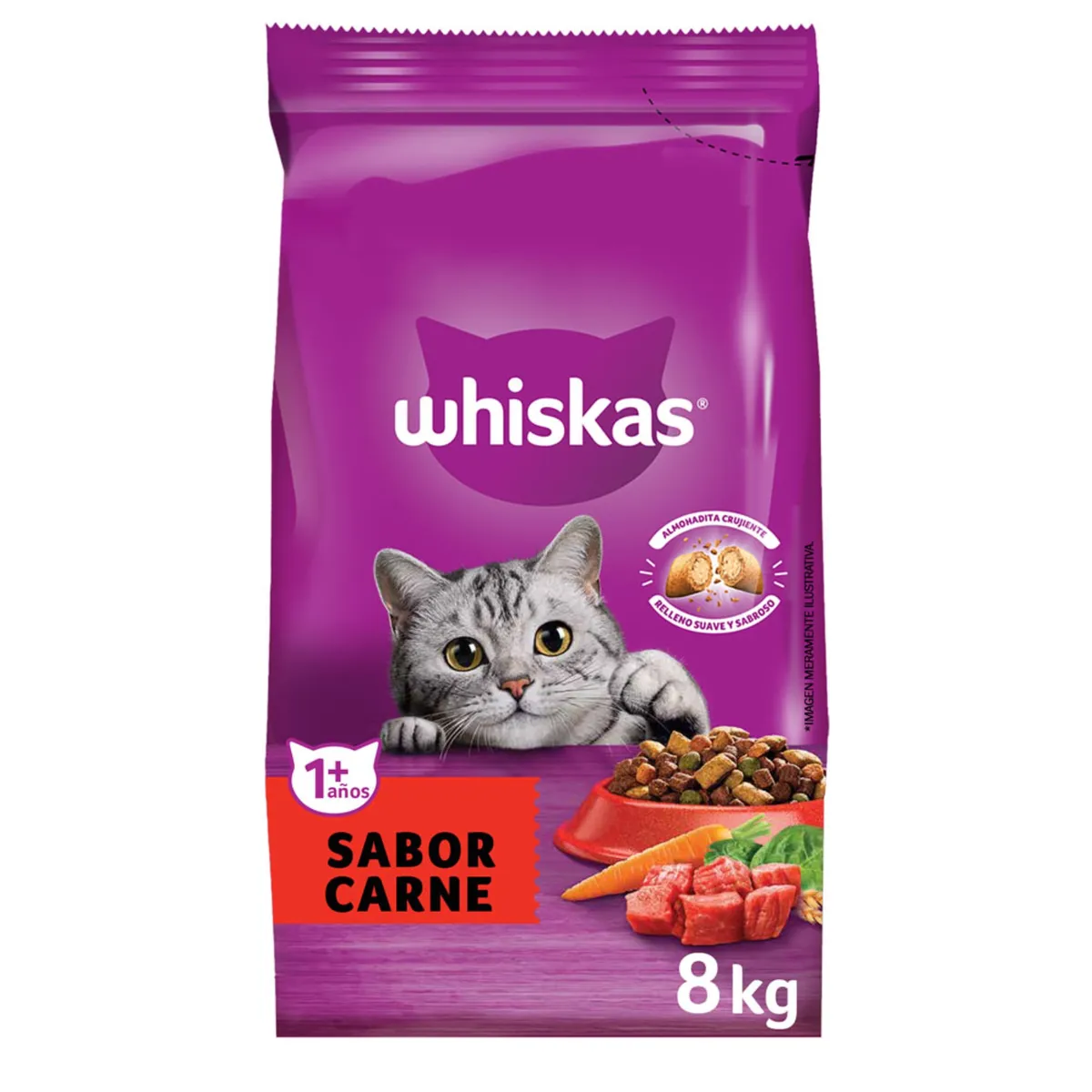 Alimento seco para gato Whiskas carne 8 kg