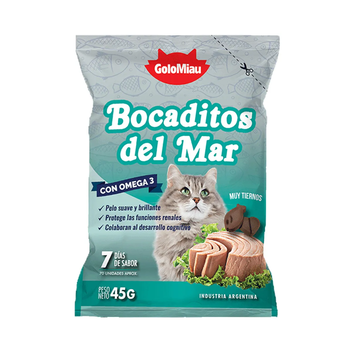 Bocaditos del mar de pescado para gato GoloMiau