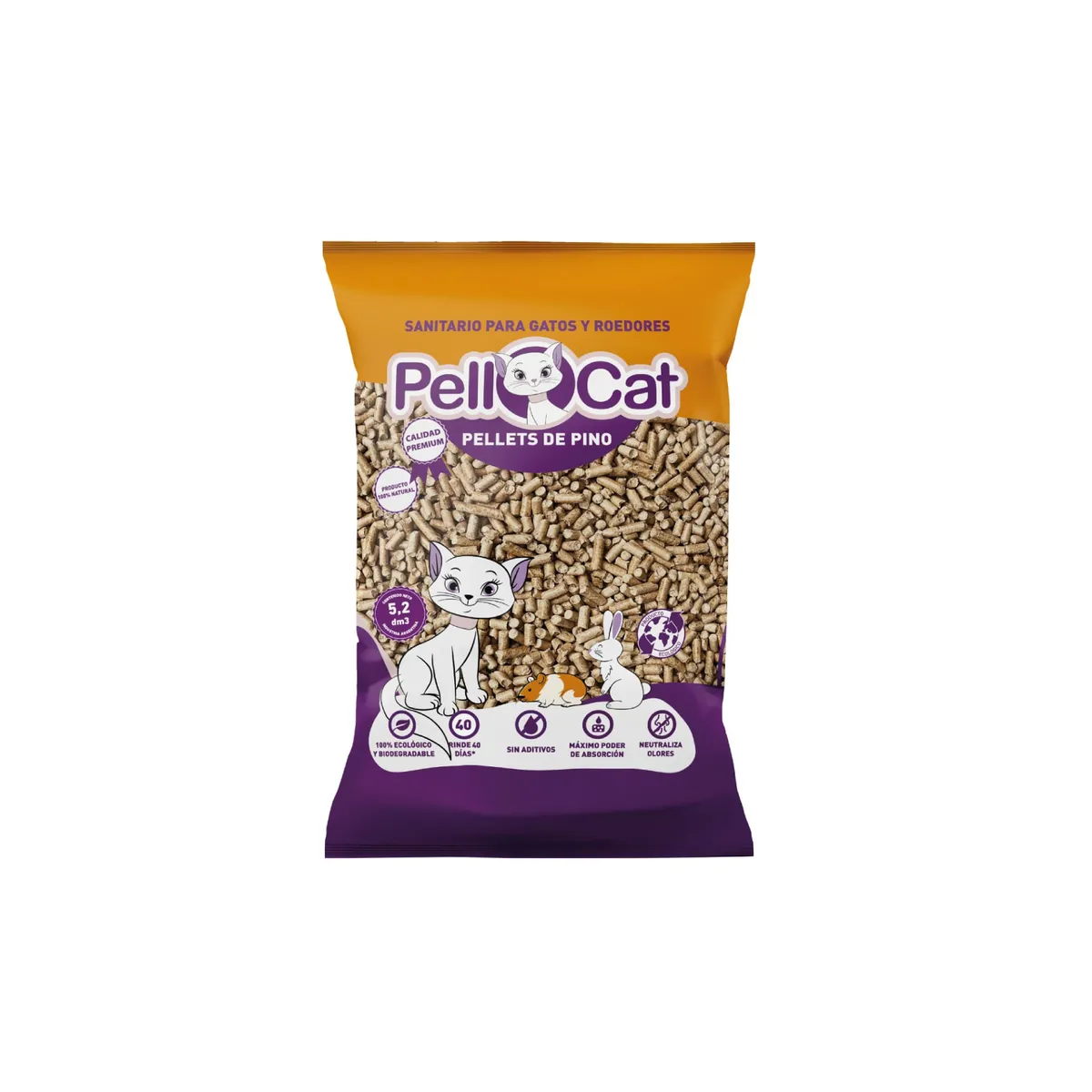 Piedras sanitarias para gato Pellcat pino 3.7 kg