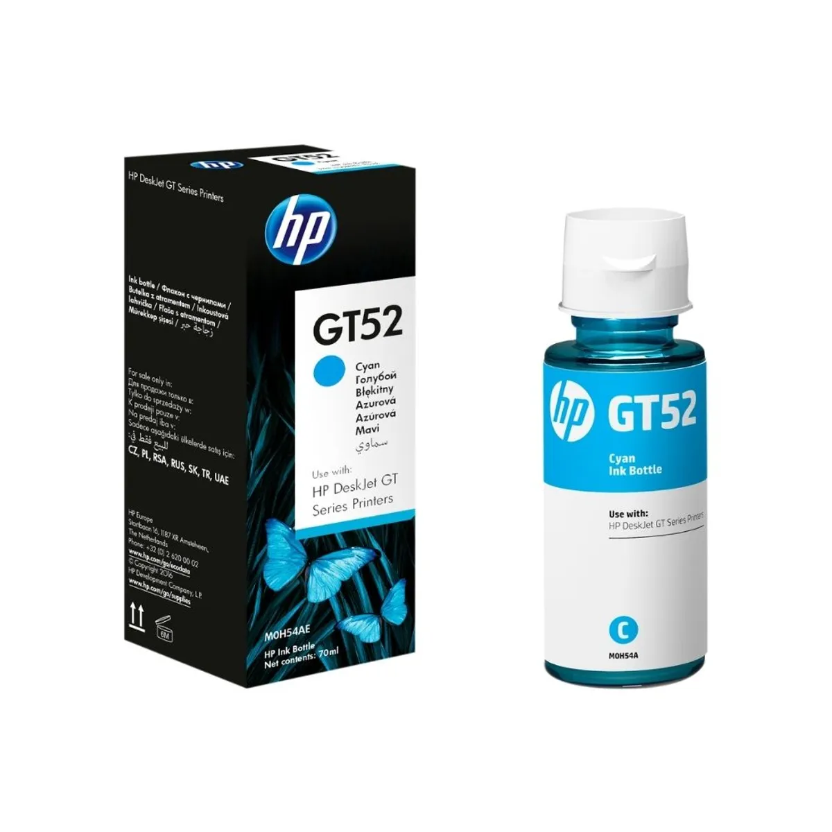 Botella de Tinta Hp Gt52 Cian Original M0h54al Deskjet Gt 5820 8000 Pag