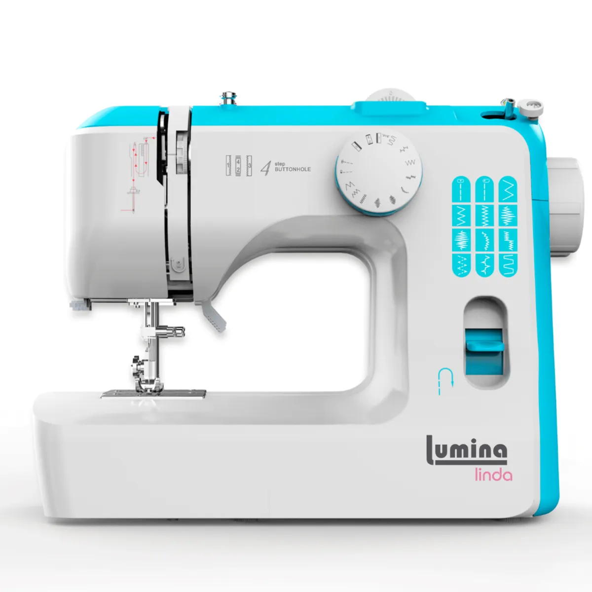 Máquina De Coser Recta Lumina Linda Turquesa 12 Diseños