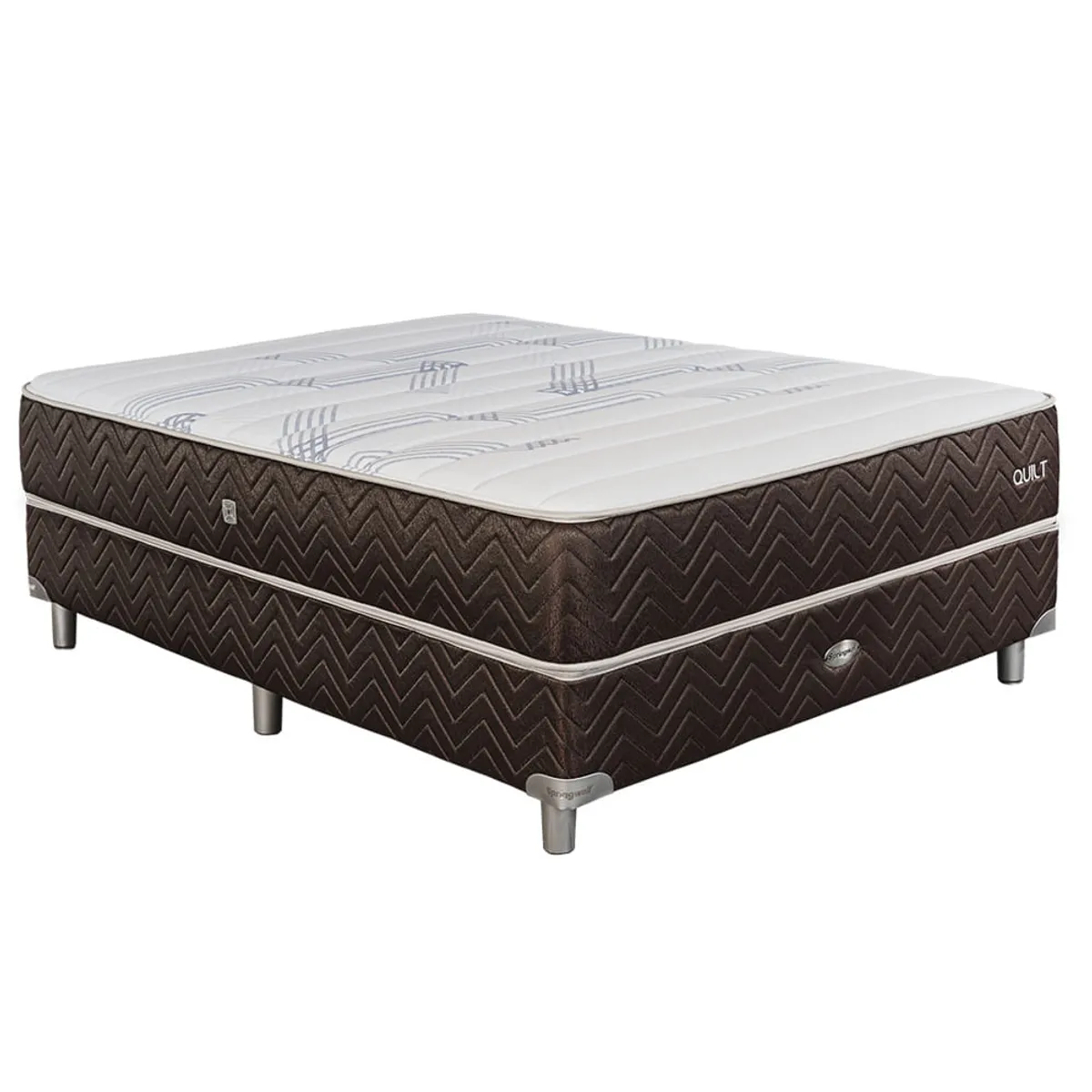 Sommier y Colchón Resortes Springwall Quilt Refuerzo Lumbar 140x190 - 2 Plazas