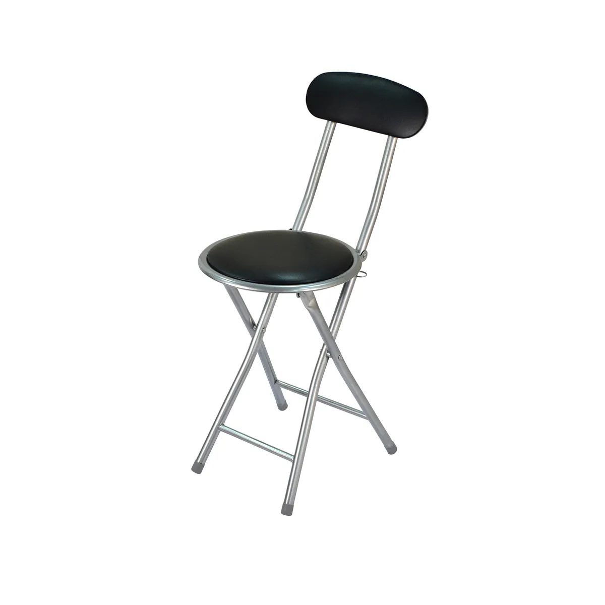 Taburete plegable Carrefour Home con respaldo negro
