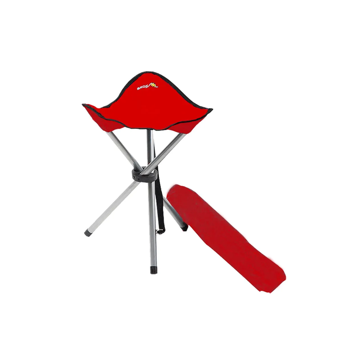 Banquito Plegable Tres Patas Con Funda Rojo Broksol