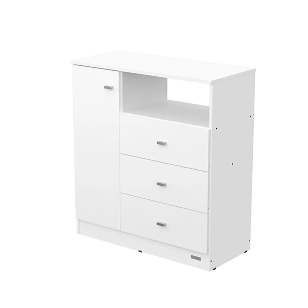 Cómoda Chifonier 1 Puerta 3 Cajones Estante Dakar Zero Melamina Color Blanco Mosconi