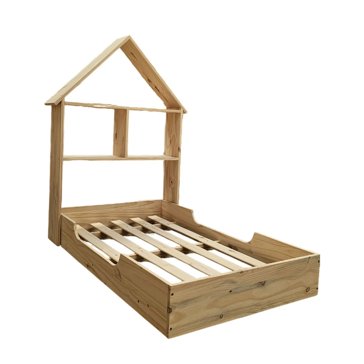 Cama Montessori 140cm x 80cm con Respaldo Casita