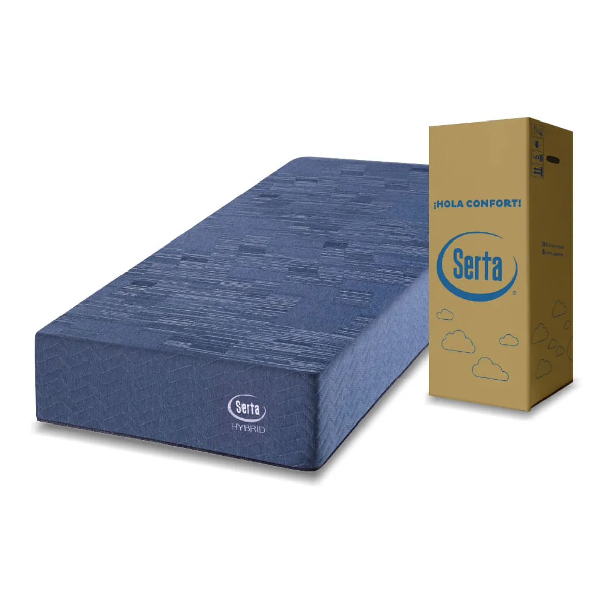 Colchón de resortes compactado de 1 plaza Serta Box Hybrid 90x190