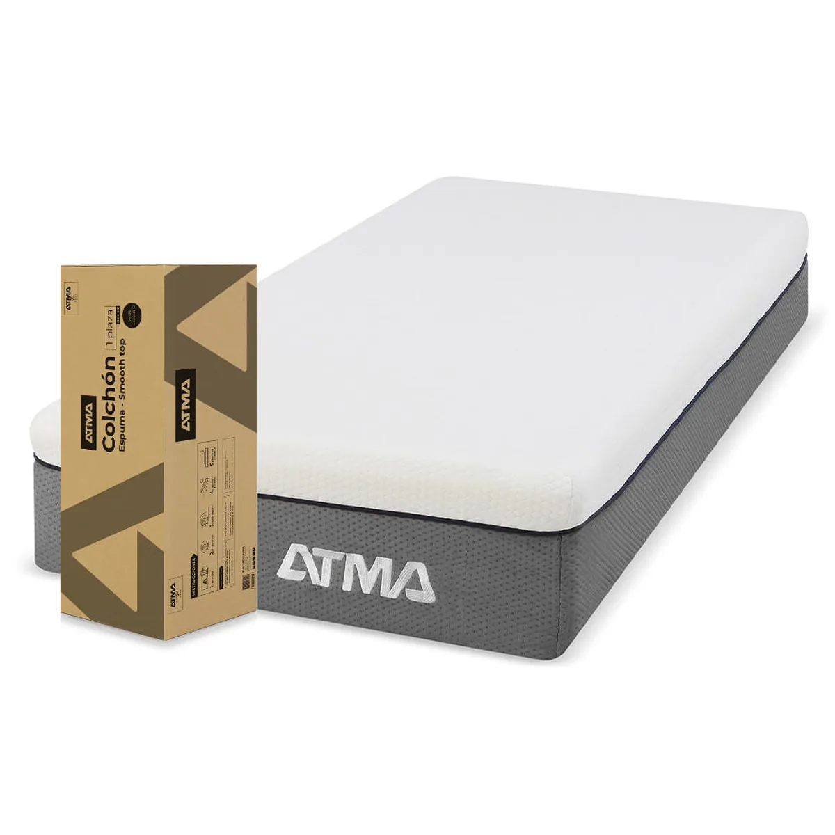 Colchón Espuma Atma Smooth Top 1 Plaza En Caja 80X190cm CHMFST80X90