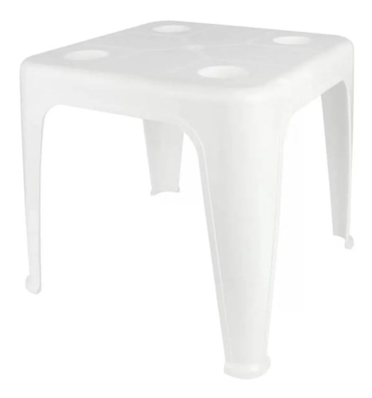 Mesa Cuadrada De Plástico Con Portavasos Mor 15151351 Blanco